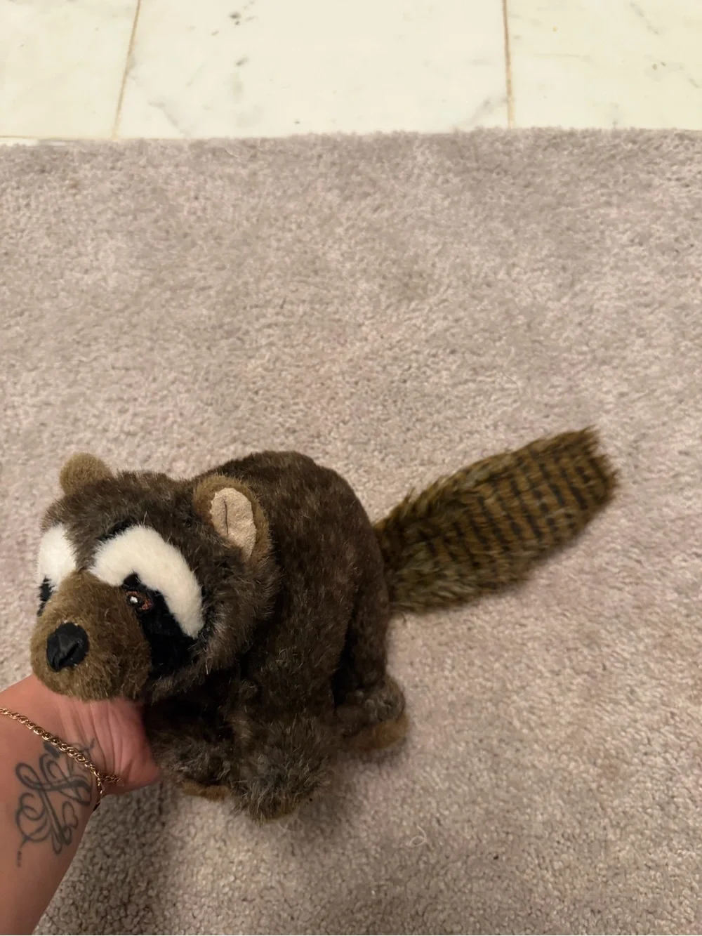 Hunter Plush Raccoon Small Pet Toy - Brown and Black